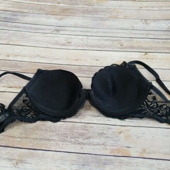 Natori Womens Feathers Contour Underwire Plunge Bra 730023 Black 34D - Picture 5 of 5